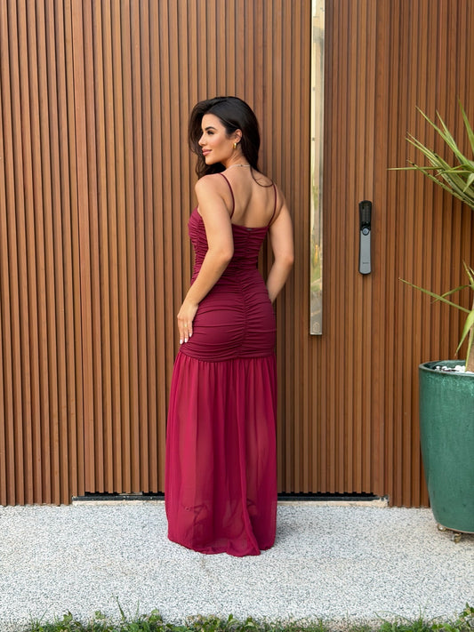 VESTIDO DRAPEADO LONGO