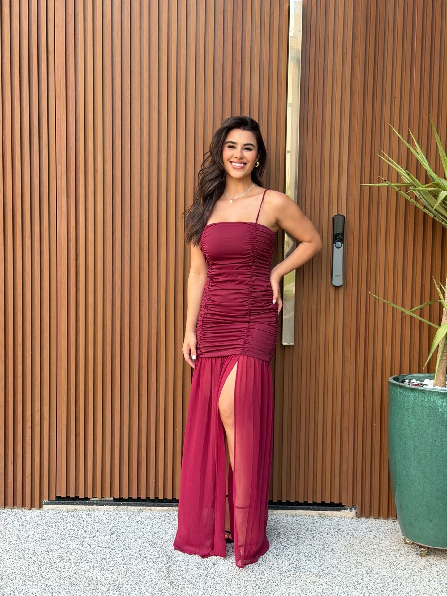 VESTIDO DRAPEADO LONGO